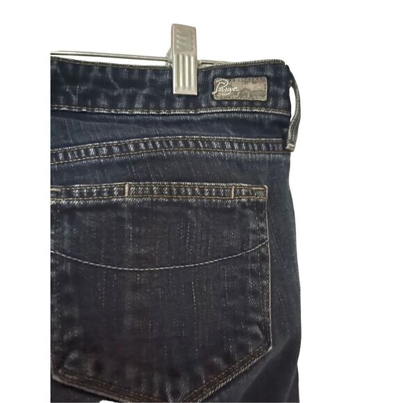 Paige Women's Blue Boot Cut Full Length Dark Wash Low Rise Jeans Size 27 - Picture 6 of 11